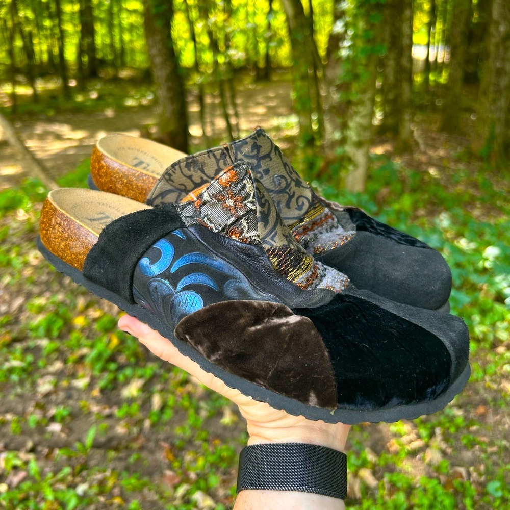 Funky patchwork Think! Brand Romanian clogs